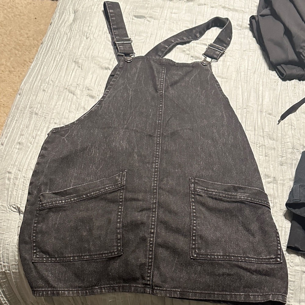 No Boundaries Black Denim Overall Dress